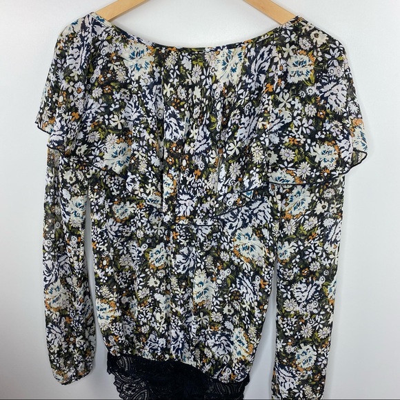 NWT FREE PEOPLE Say It To Me Floral Bodysuit in Black Combo - Picture 8 of 9